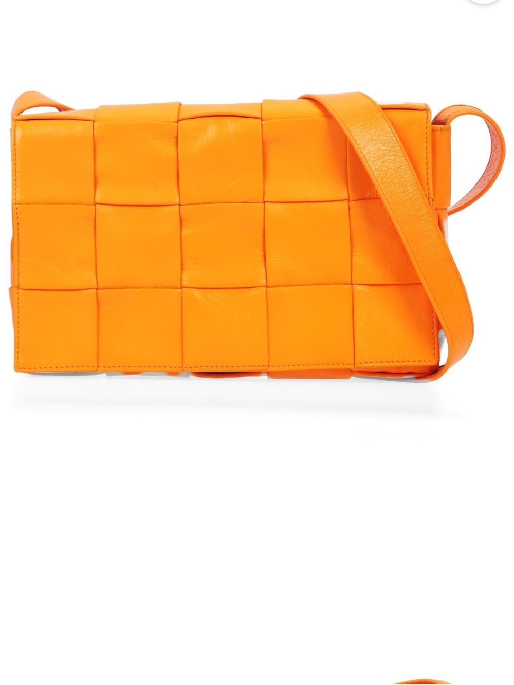 Bottega Veneta Orange Intrecciato Casette Leather Shoulder Bag - Picture 6 of 13